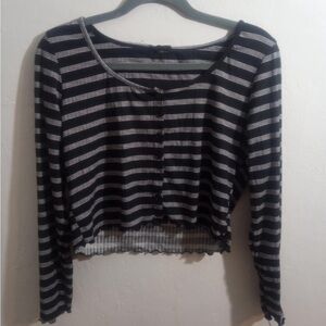 Striped Black and White Women's Top
